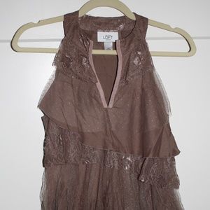 LOFT Mult-layered and Multi-fabric Maroon Blouse